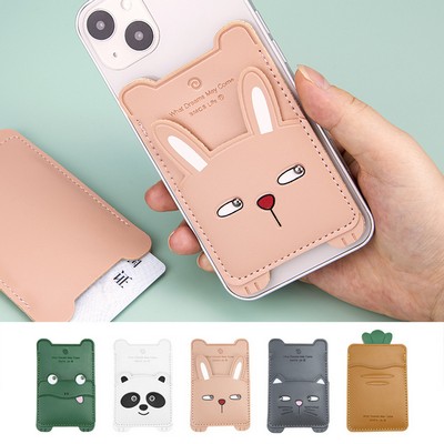 Cute PU phone wallet and phone stand