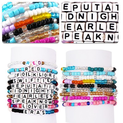 Colorful Beaded Friendship Bracelets with Letter Beads