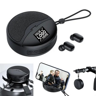 2 in 1 Portable Bluetooth Wireless Speaker with Earbuds