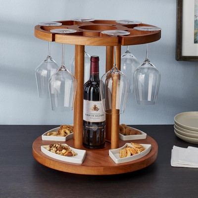 Wine Enthusiast Wine Serving Carousel With Spinning Snack Tray