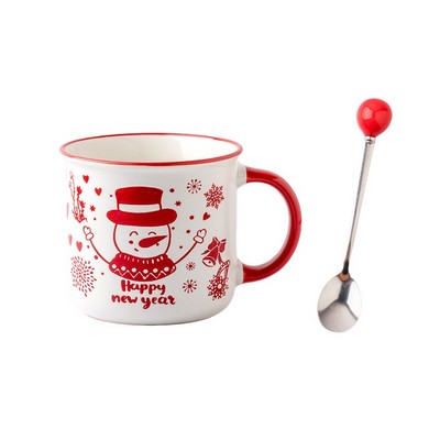 12oz Printed Christmas Mug w/ Spoon - Snowman