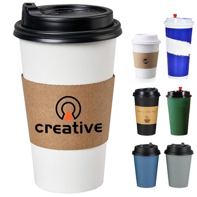 12/16/22Oz. Disposable Coffee Paper Cup With Lids