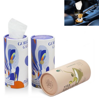 Cylinder Car Tissue Box With Facial Tissues