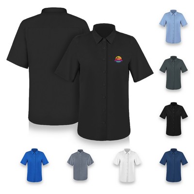 Men's Short Sleeve Twill Work Shirt with Dual Pockets