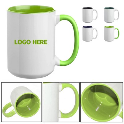 15 oz. Two-Tone Ceramic Coffee Mug with Full Color Sublimation Printing