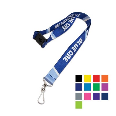 Custom 3/4" Polyester Lanyard w/ Swivel J Hook & Safety Breakaway