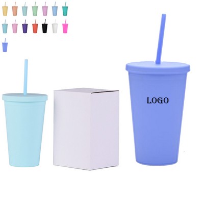 Double-Layer Plastic Straw Cup