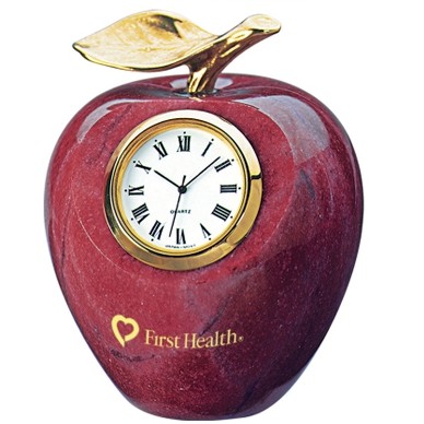 Marble Apple Clock w/Gold Leaf