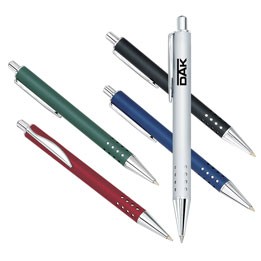 Solid Brass Barrel Push Action Ballpoint Pen w/ Colored Finish