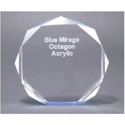 Octagon Acrylic Blue Reflective Award - 6" Diameter