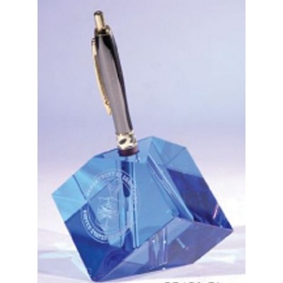 Blue Crystal Pen Cube (6 1/2")