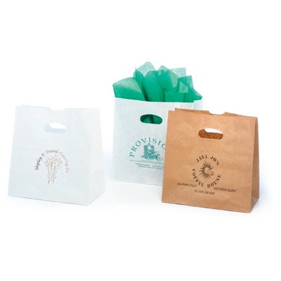 White Carry Out Die Cut Paper Bag (11"x6"x11")