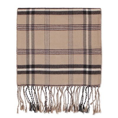 Brown/Tan Plaid Bamboo Muffler Scarf