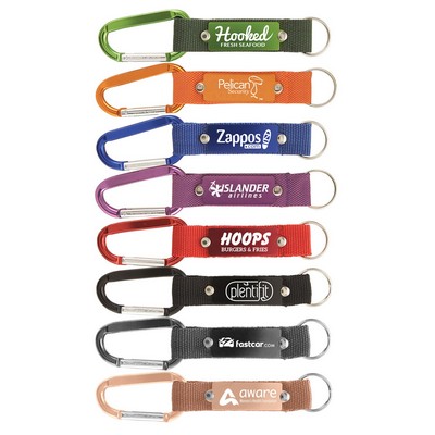 Strap Happy Keychain - Laser Engraved Key Tag with Carabiner & Mesh Strap