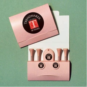 Golf Tee Matchbook Packet w/ Four 2 3/4" Tees, 2 Markers & 1 Repair Tool