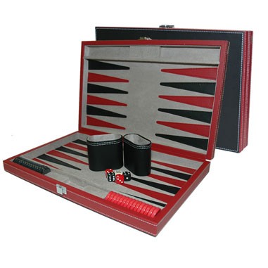 Leatherette Backgammon Set- Medium (Screened)