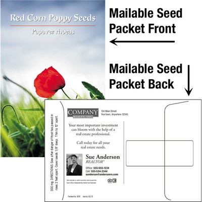 Red Corn Poppy Seed Mix / Mailable Seed Packet - Custom Printed Back