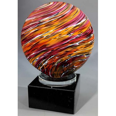 Mars Art Glass Sculpture w/ Marble Base (3"x4.75")