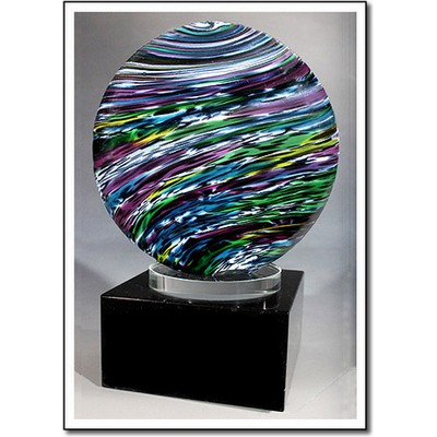 Jurassic Earth Art Glass Sculpture w/ Marble Base (4"x5.75")