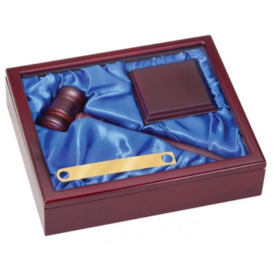 10" Rosewood Gavel Award w/Aluminum Band & Display Box