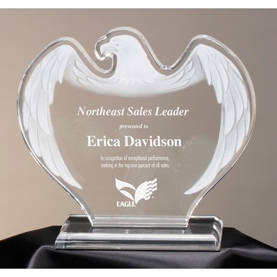 8 5/8" x 9 1/4" Clear Acrylic Frosted Eagle on Base