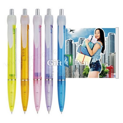 Color Translucent Banner Pen W/ White Frost Clip