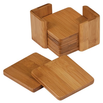 Laserable Bamboo 6 Piece Square Coaster Set