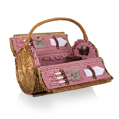 Barrel - Willow Basket w/Deluxe Picnic Service for Two