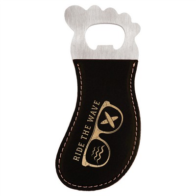 Foot Shaped Bottle Opener with Magnet, Black Faux Leather