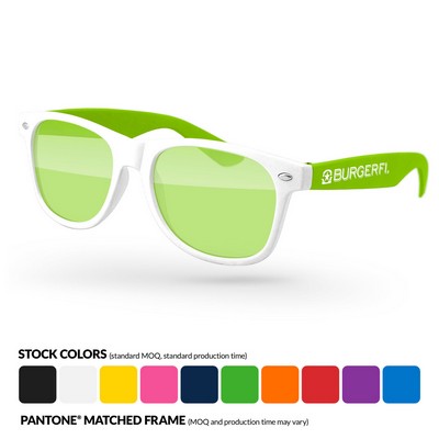 2-Tone Retro Tinted Glasses W/ 1 Color Temple Imprint