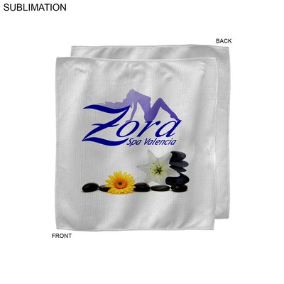 White Microfiber Dri-Lite Terry Hot Towel Face Cloth, 10x10, Sublimated Full color Logos