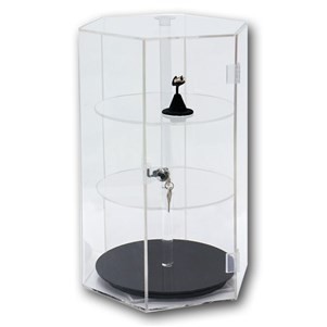 Revolving Acrylic Display Case w/3 Shelves