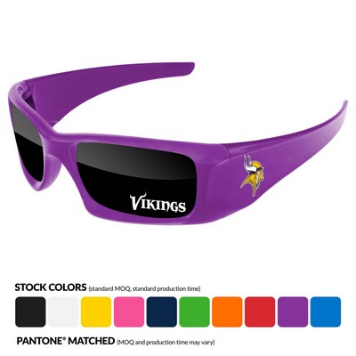 Wrap Sunglasses W/ 1 Color Lens Imprint & Full Colored Temple Imprint