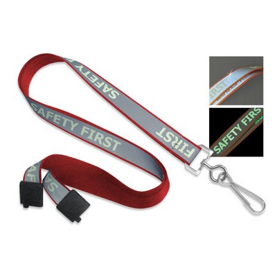 5/8" Glow-In-The Dark Safety Breakaway Lanyard (Red)