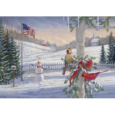 Countryside Cardinals Patriotic Holiday Cards