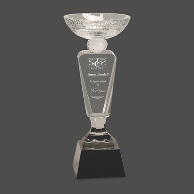 11" Clear Crystal Cup with Black Pedestal Base