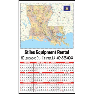 Large Louisiana State Map Year-In-View® Calendar