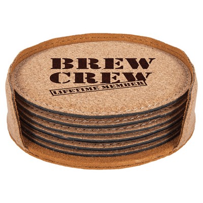 4" Round Cork 6-Coaster Set