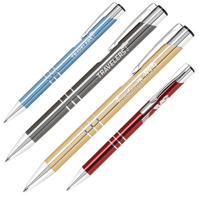 Aluminum Plunge Action Metal Ballpoint Pen