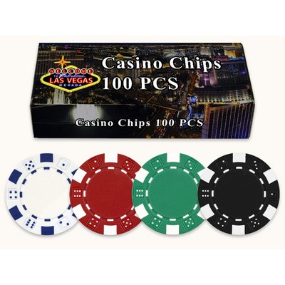 100 11.5 gram Dice Poker Chips in Gift/Retail Box