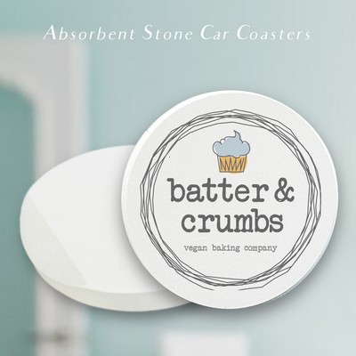 Absorbent Stone Car Coaster (2.5" Diameter) - Basic Print