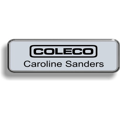 Bright Silver Plastic Frame Badge w/Two a Ply Insert (1"x 3")