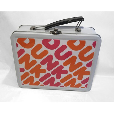 White Medium Retro Lunch Box - Full Color Vinyl Label