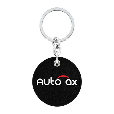 Round Shape Black Leather Key Chain (Domestic Production)