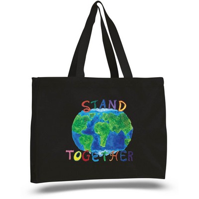 12 Oz. Colored Canvas Tote Bag w/ Full Gusset - Full Color Transfer (15"x12"x4")