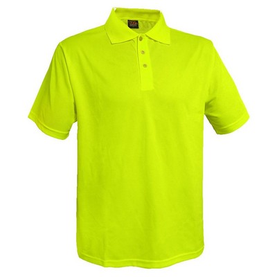 Birdseye® 3 Button Placket Polo Shirt - No Pocket/Fluorescent Yellow-Green