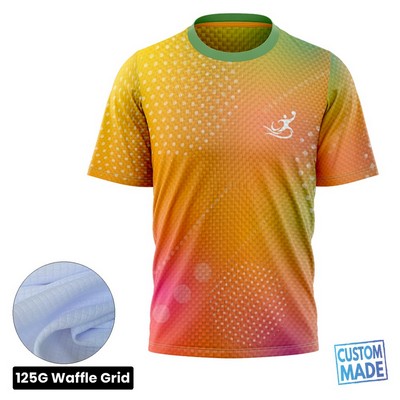 Unisex and Kids' Full Sublimation Short Sleeve T-Shirt - 125G Performance Waffle Grid