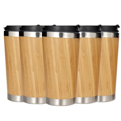 15oz Double Wall Vacuum Bamboo Coffee Mug