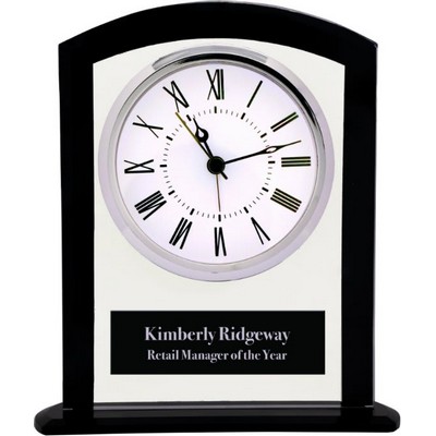 6.25" Black/Clear Glass Square Arch Clock