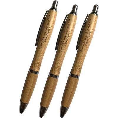 Reusable Sustainable Retractable Bamboo Ballpoint Pens